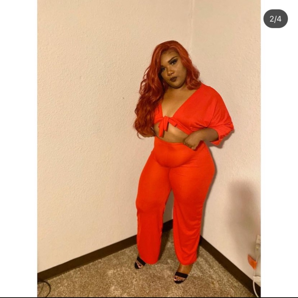 Plus Pretty Little Things Red Tie Up Jumpsuit